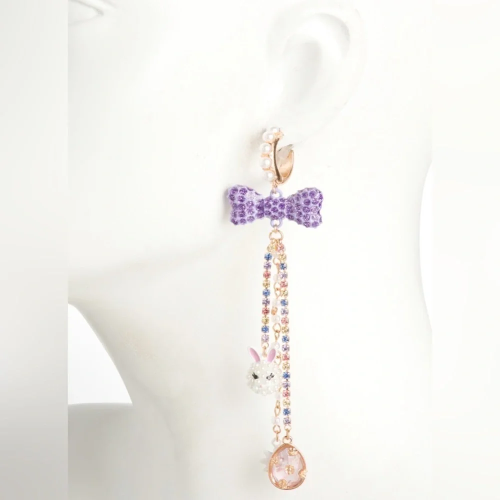Betsey Johnson Colorful Bunny  & bow  Earrings